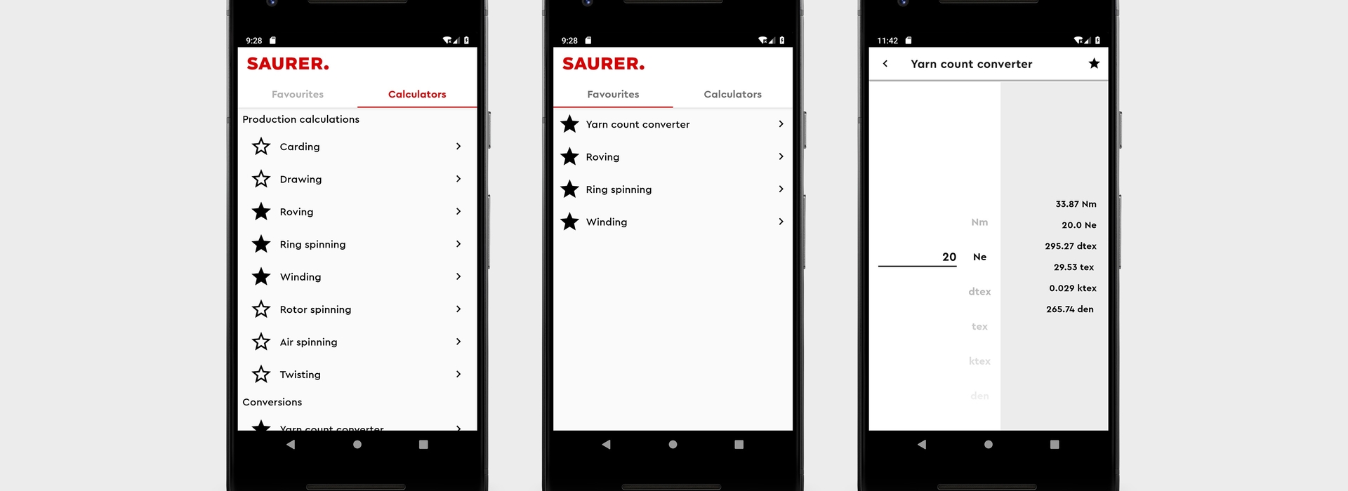 Textile Calculator App Saurer